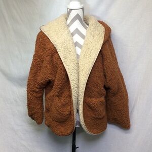 Sweet Rain Sherpa Revisable Jacket Hood Brown